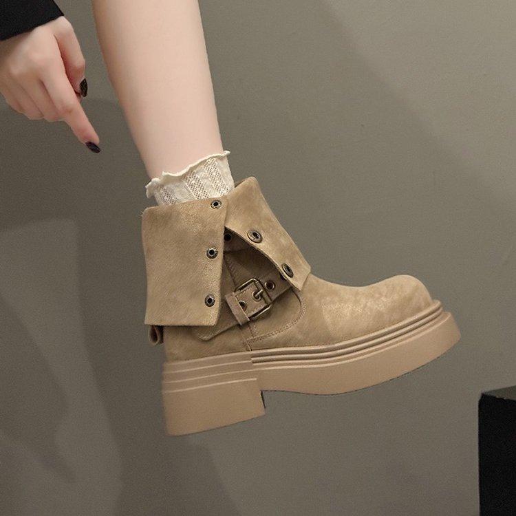 Thick-soled British style heightening Martin boots women's 2025 new autumn and winter versatile and thin explosive short boots