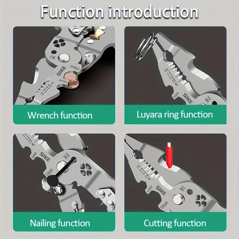 Collapsible Multi-Function Electrician's Industrial Grade Wire Stripper, Durable High Carbon Steel Precision Tool for Cutting, Crimping, and