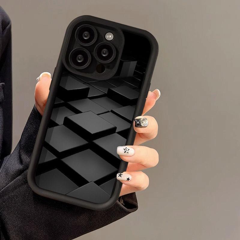 Rhombus square is suitable for iPhone17promax matte mobile phone case Apple 15 simple 14/13 large hole X
