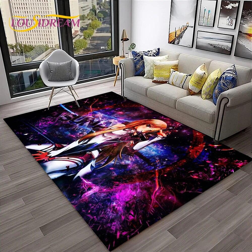 SAO Novel Cartoon Sword Art Online Carpet Rug for Home Living Room Bedroom Sofa Doormat Decor,kids Area Rug Non-slip Floor Mat