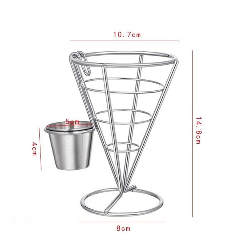 'Four Stainless Steel Fry Racks With Sauce Cups, Perfect For Kitchens, Restaurant Buffets, Picnic Parties, And Family Gatherings