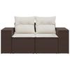 Vidaxl Garden Sofa With Cushions, 2-Seater, Brown, Poly Rattan