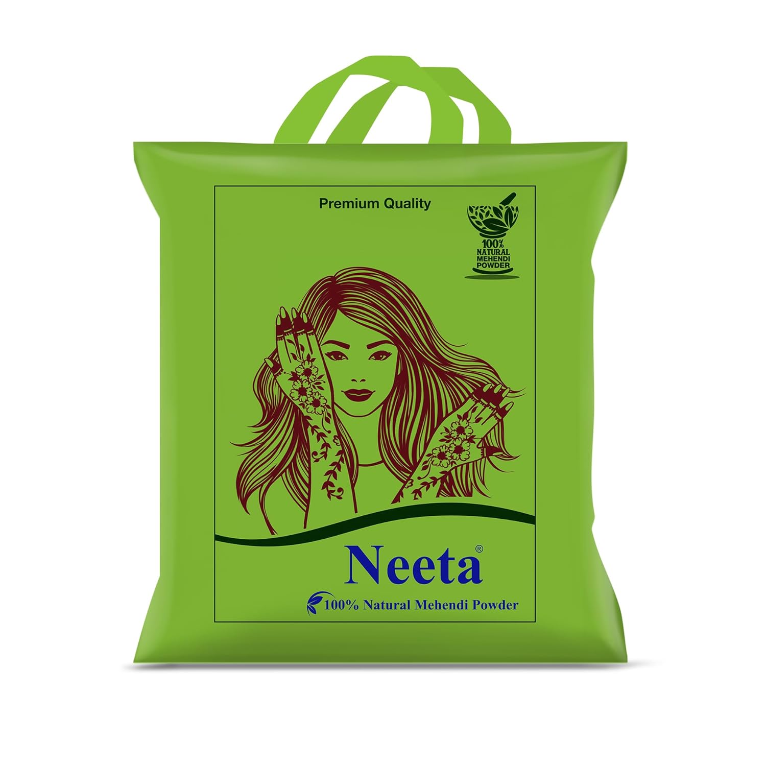 

Neeta 100% Natural Henna Powder for Hair Colour and Hands Feet 500g x Pack of 2 Rich Brown Shades