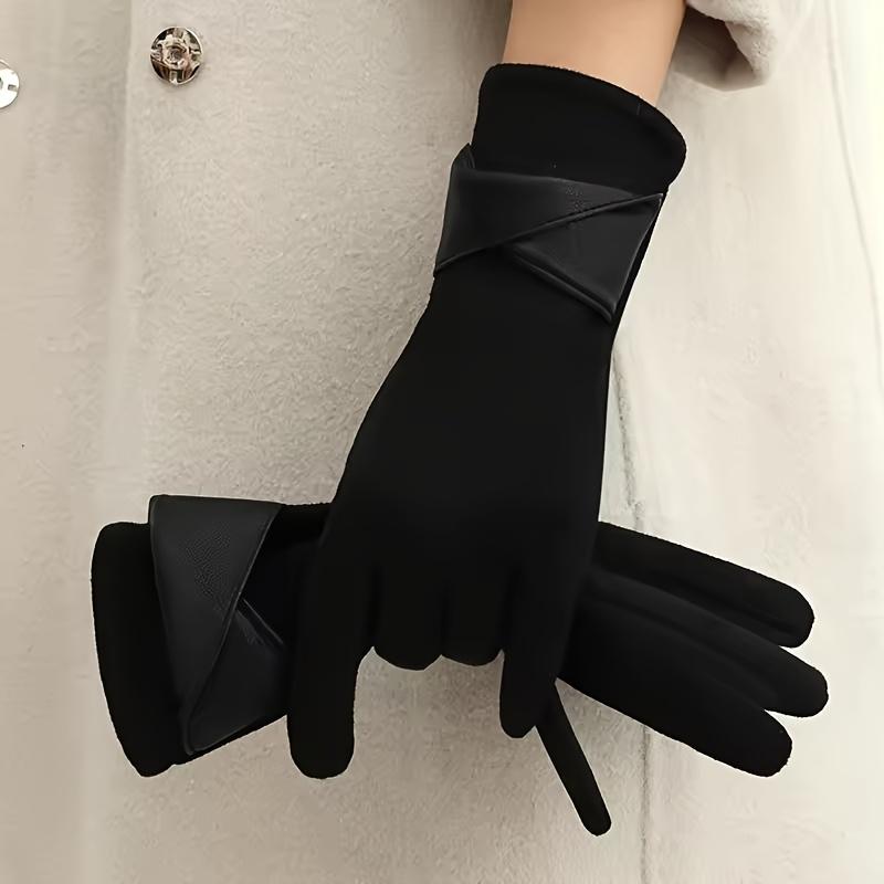 Damen Stilvolle Handschuhe mit eleganten Schleifendetails - Warm, Touchscreen-kompatibel, Perfekt für Winterradfahren und Autofahren, Vollfingerdesign