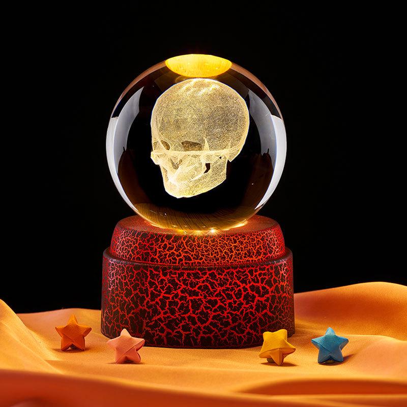 Skull Bluetooth Stand with Luminous Crystal Ball Night Light Decoration