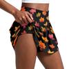 Damen Faltenrock mit Blumenmuster und integriertem Hosenrock Sportlicher Tennis-Skort zum Laufen, Yoga, Fitness, Freizeit