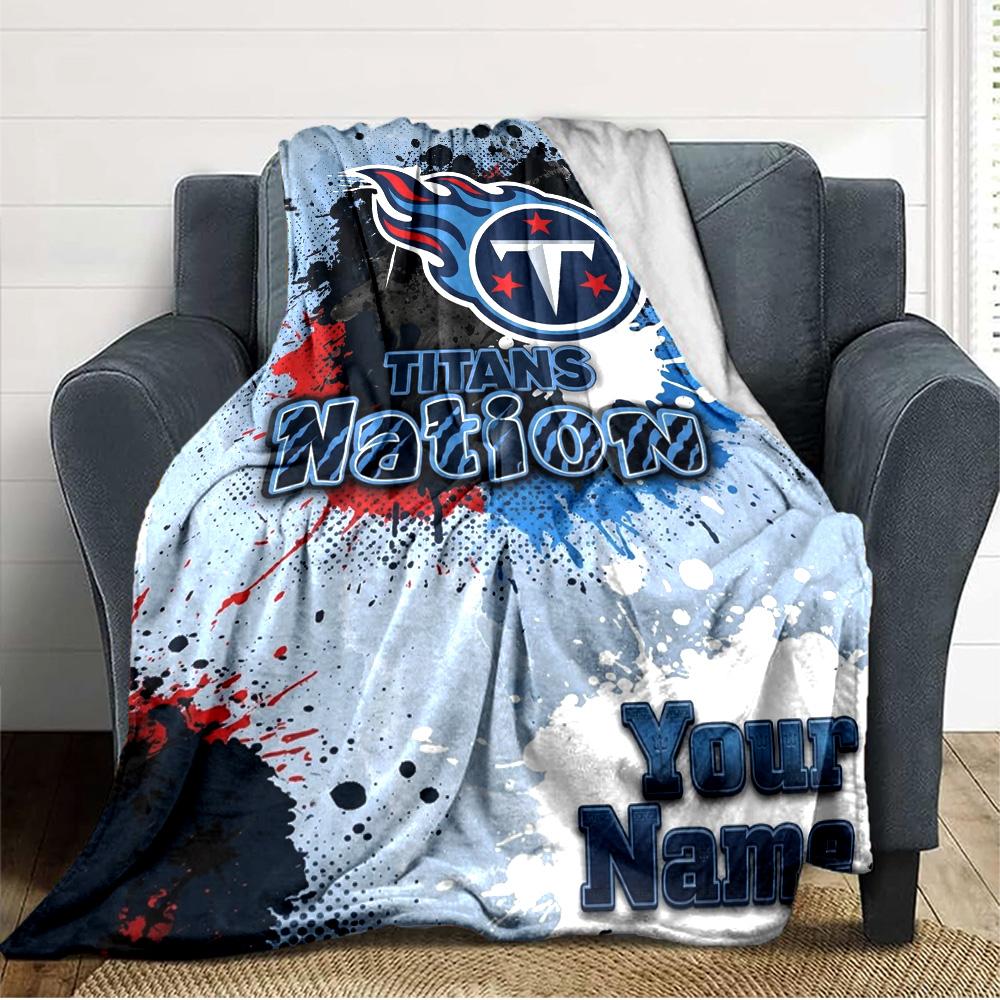 Name Custom Tennessee Titans Print Flannel Blanket High Quality Warm Comfortable Cover for All Seasons Perfect for Gifts Home Decor