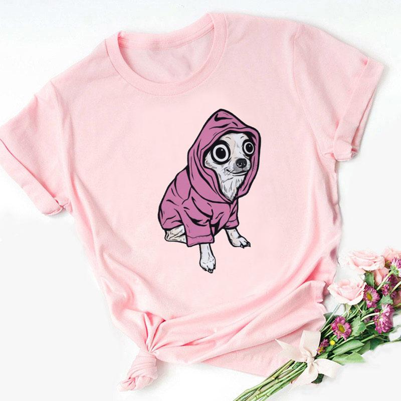 Stampa Mamma Chihuahua T-shirt da Donna Estate Nuova Moda T-shirt Divertente Design Cane Bella Ragazza T-shirt Tee Shirt Femme