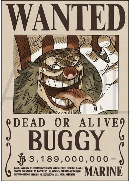 One Piece Wanted Poster Buggy Billion Official Navy Wanted Poster Official Merchandise 3.189