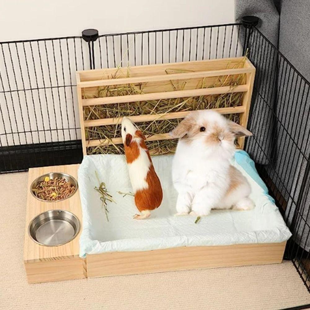 Mit Katzentoilette Kaninchen Heufutterspender Holz Hamster Futterspender Kaninchen Futtertrog Chinchilla