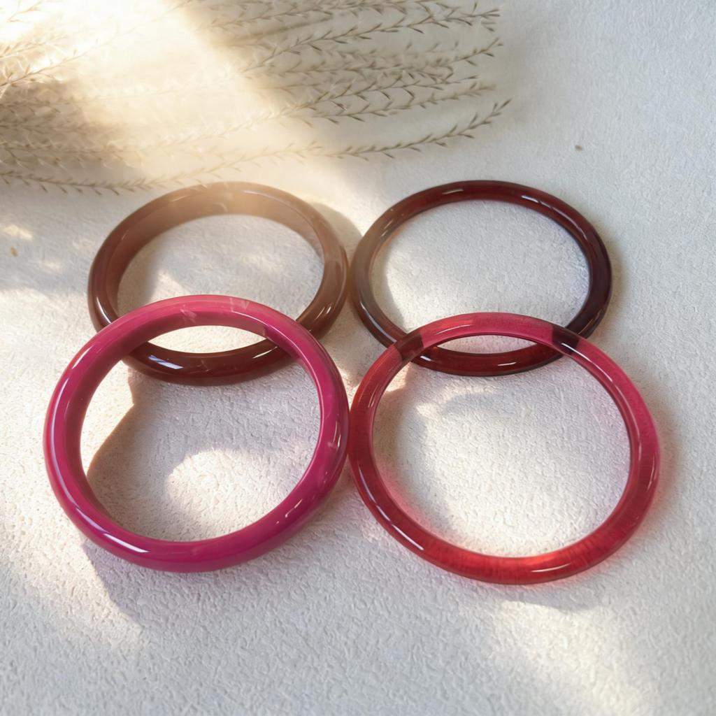 DIEZI Set di Braccialetti Rotondi in Resina Acrilica Rosa Dolce Semplice Principessa Geometrici Etnici Larghi Braccialetti Uomo Donna Gioielli