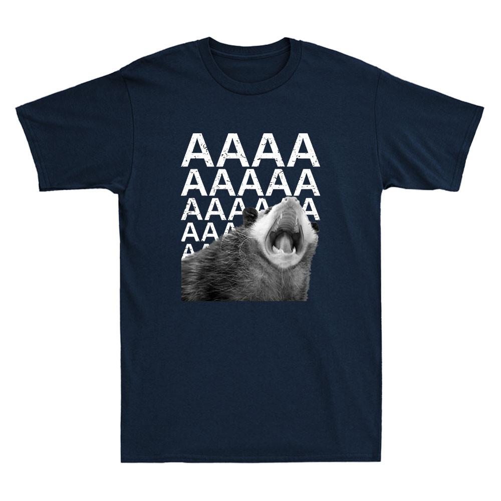 Screaming Possum Aaaa Cute Funny Opossum Dank Meme Vintage Unisexs Cotton TShirt
