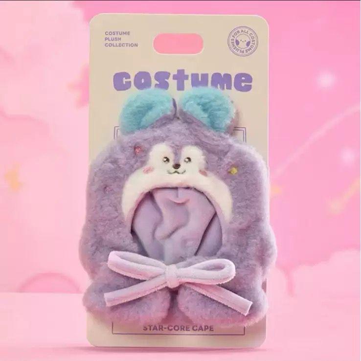 Bt21 Kawaii Anime Travel Series Plush Headgear, Cooky Chimmy Shooky Rj Mang Koya Concert Light Set & Doll Cape