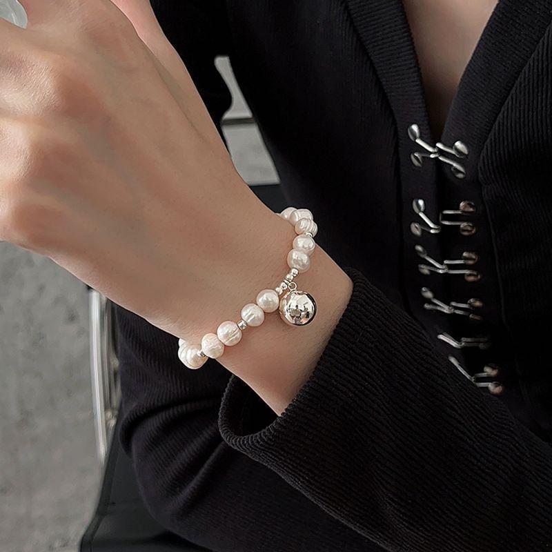 Барочный браслет из пресноводного жемчуга в форме шара любви, металлический, дизайн для студенческой девушки, браслет с неровным жемчугом