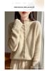 Exquisite Crochet High Neck Velvet Cardigan - Women's Autumn/Winter Warmth, Stylish Loose Fit Sweater Coat