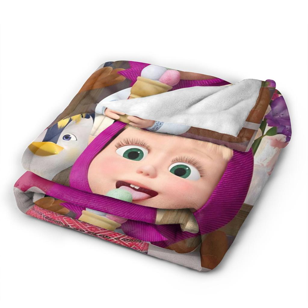 Coperta M-Masha e Orso Morbida Novità Peluche Biancheria da Letto Plaid Per Bambine Bambini Esterno Flanella Copriletto Coperta da Letto