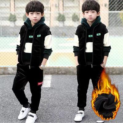 Herbst Winter Jungen Trainingsanzug Kleinkind Kleidung Samtjacke Reißverschluss Kapuzenpullover Hose Kinder