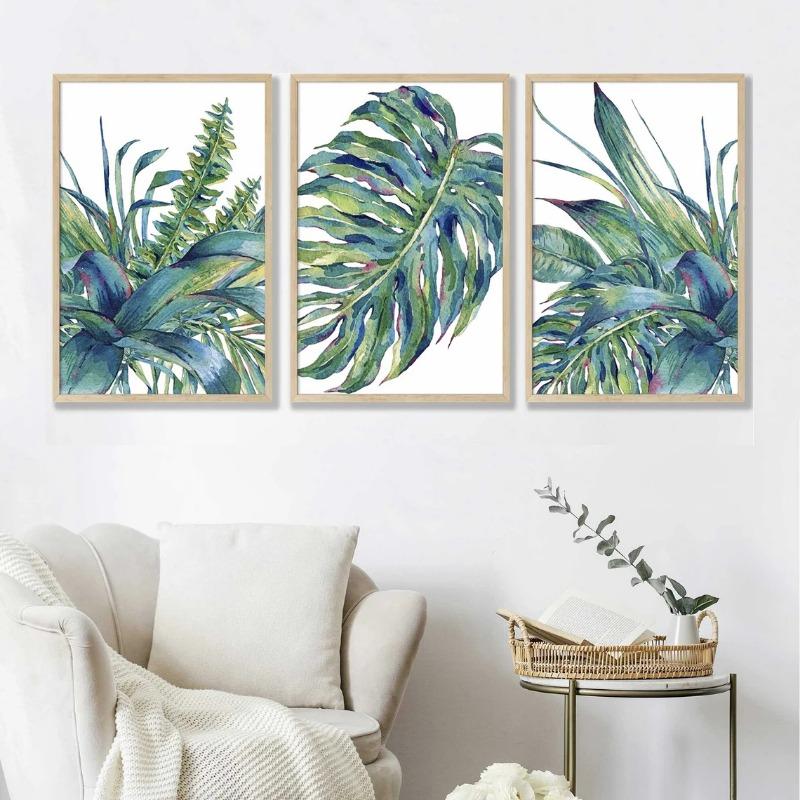 Tropische Palmblatt Blätter Poster Aquarell Botanisch Farn Monstera Druck Leinwand Malerei Wandkunst Bild für Zimmer Heimdekor