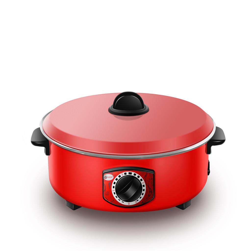 Red Multi Functional Hot Pot Dormitory Portable Electric Boiling Pot Household Large Capacity Cooking Utensil