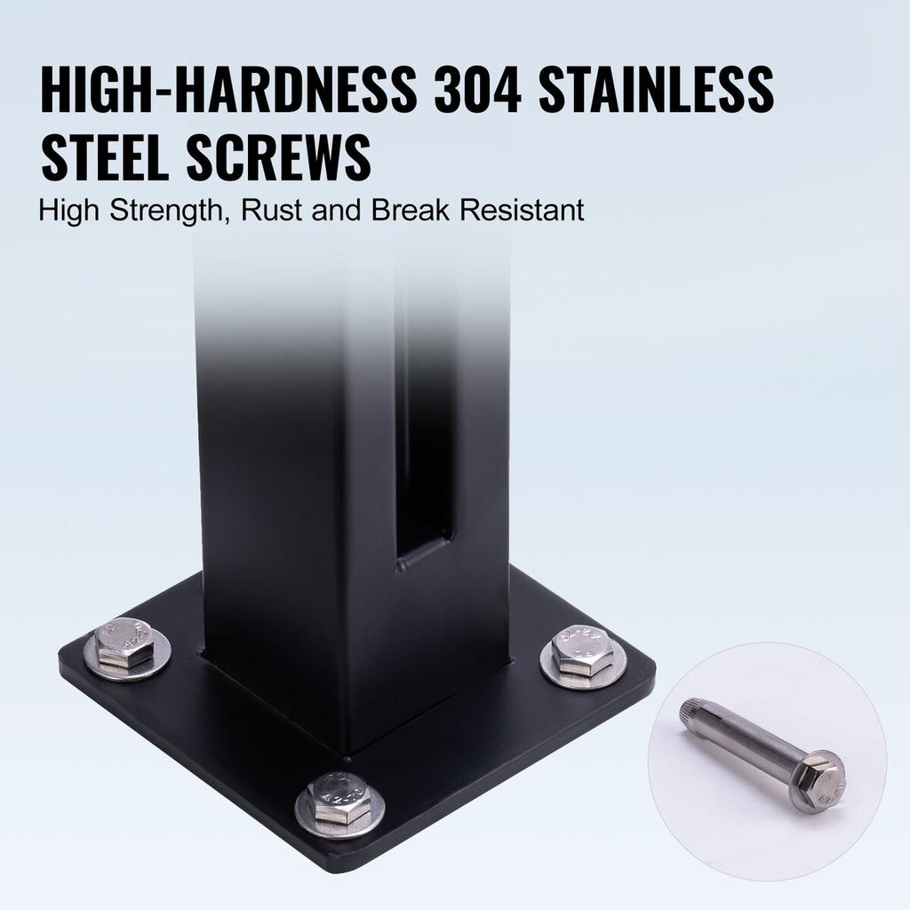 Glass Clamp 41.34" H Railing Bracket for 0.39 "-0.47 " Glass Black Black