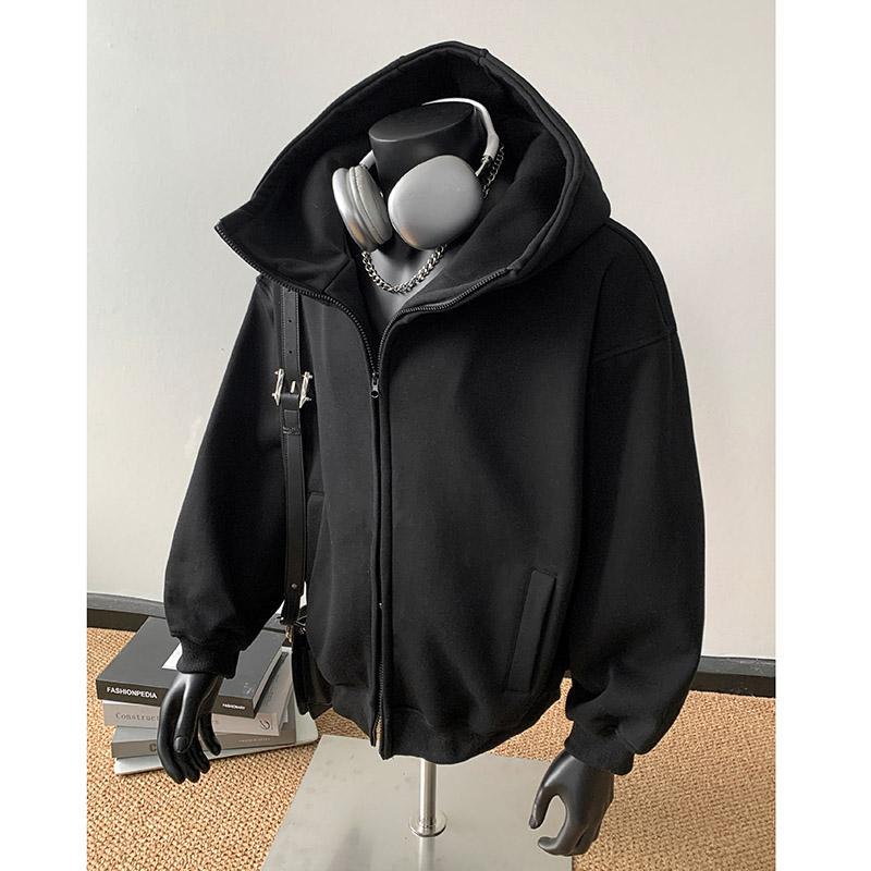 Herrhöst/Vår Trendig Huvtröja med Dragkedja - Lös Casual Ytterplagg
