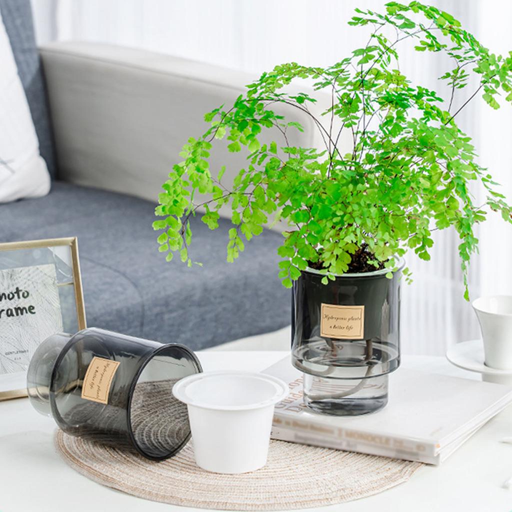 Self Absorbing Flowerpot Transparent Hydroponic Plant Vase Anti Fall Plastic Flowerpot Spring Seedling Planting Pot Garden Tools