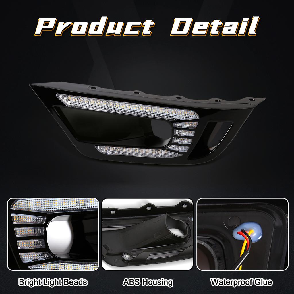LED DRL Fog Lamps For Ford Ranger Raptor    Daytime Running Lights Car Front Bumper Driving Daylight White Yellow