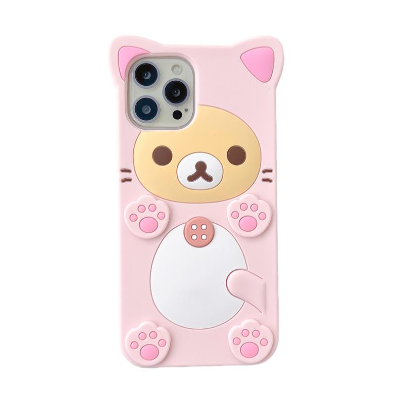 Coque anti-chute Cartoon Ours Fleur de Prunier pour iPhone 17/16/15 Pro Max et iPhone 14/13.