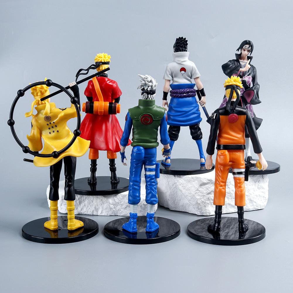 6pcs Naruto Anime Figure Shippuden Uchiha Sasuke Hatake Kakashi Namikaze Minato 18cm Action Figure Collection Model Playthings Gifts