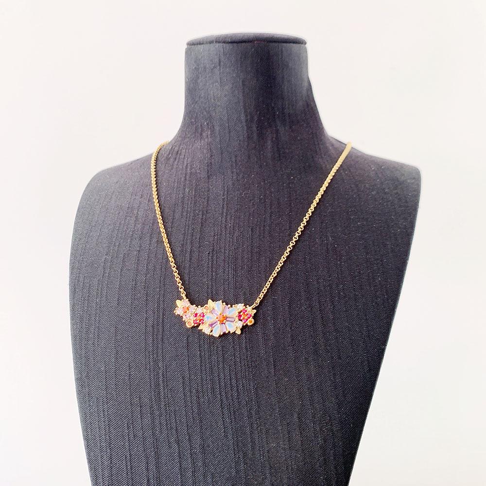 Necklace Flowers Colourful Stones New Link Chain Fine Jewelry Europe 925 Stering Silver Romantic Gift For Women