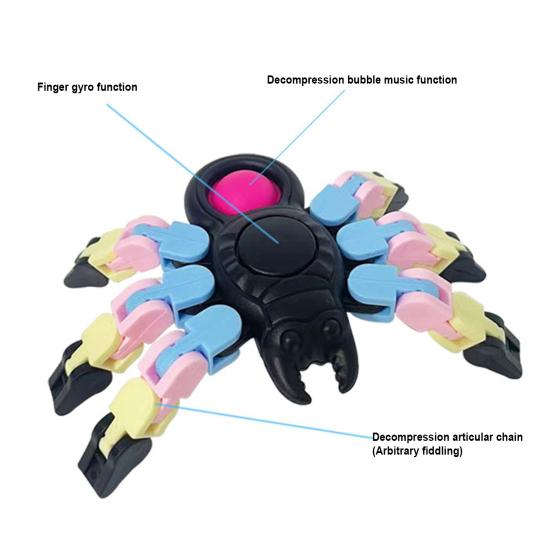 Fidget Spinner Toy Transform Spider Pocket-sized Deformed Joint Chain Lasting Rotation Stress Relief Sensory Fingertip Spinning Top Decompression Toy