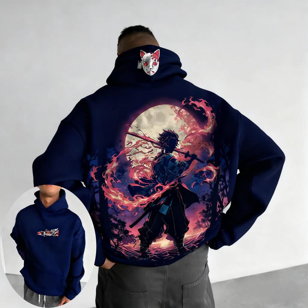 Demon Slayer Men's Hoodie Sweatshirt Kamado Tanjirou Anime Sleeve Casual Fashion Loose Hoodies Fashion Oversized Unisex Streetwear