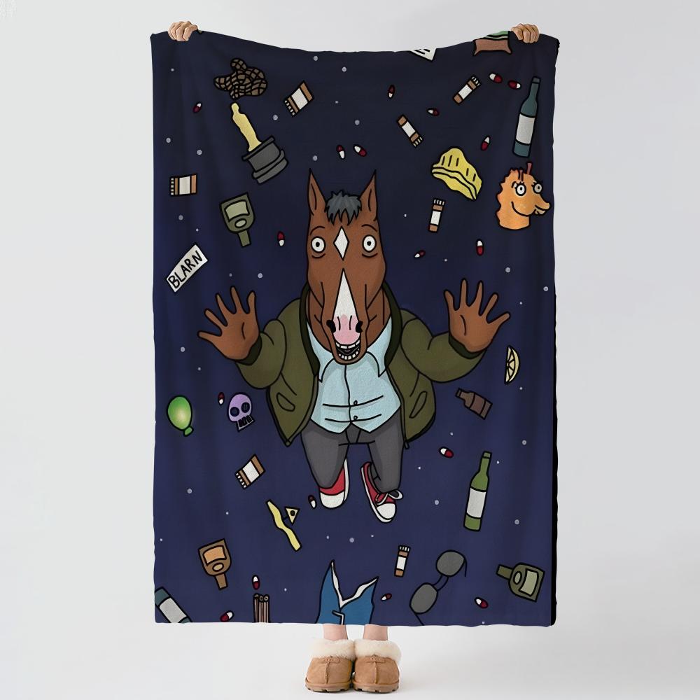 cartoon B-BoJack Horseman-n Throw Thick Comfort Flannel Quilt, Multi-scene Use Indoor Outdoor Daily Nap
