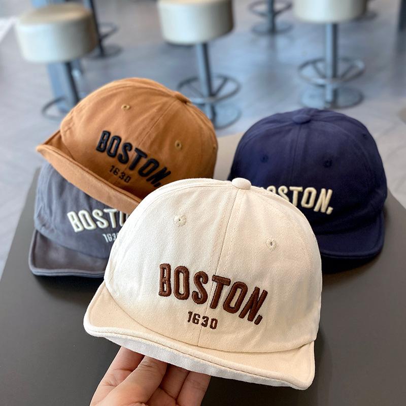 Korean Letter Baby Baseball Cap Simple Embroidered Peaked Hat for Boy Gril Summer Adjustable Soft Brim Kids Sun Hats Gorras