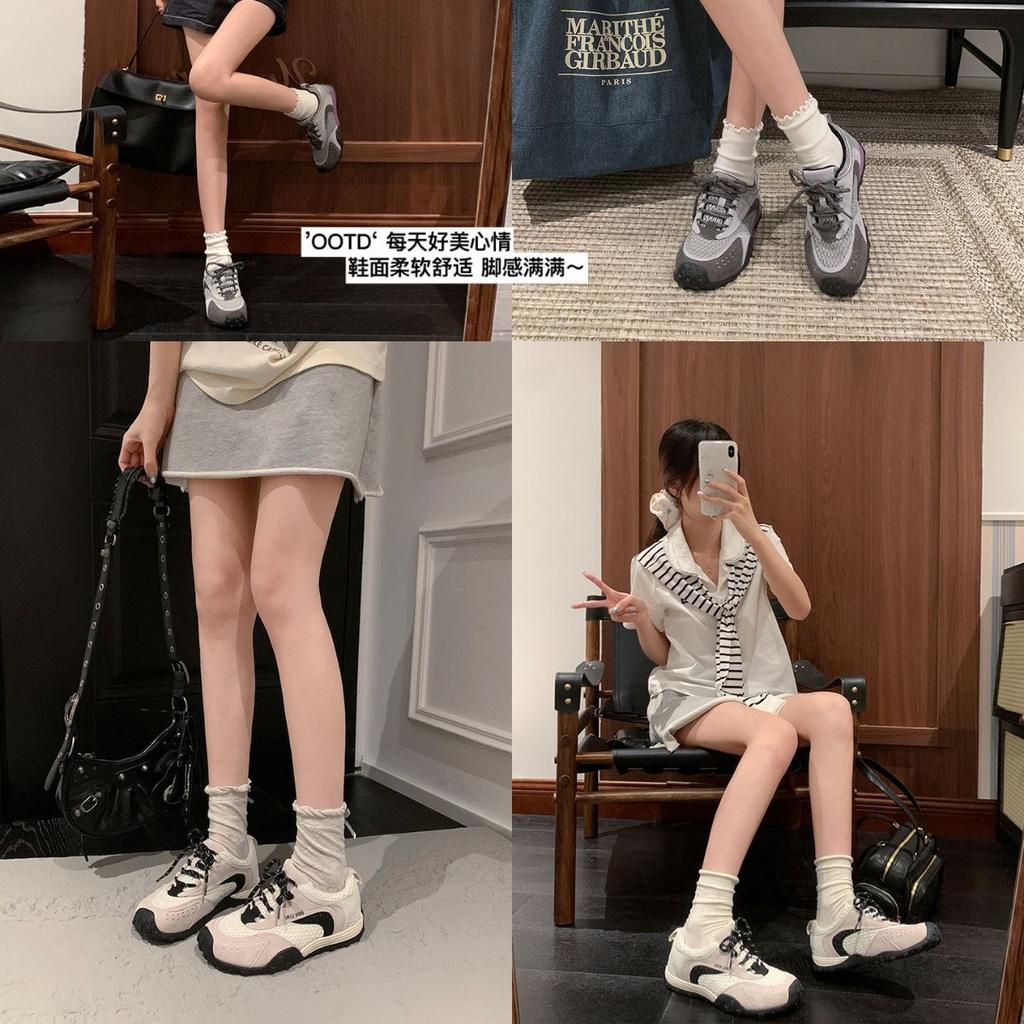 Inner Height Increase 5cm Dad Shoes Women's 2025 New Casual Versatile Sports Forrest Gump Shoes Color Matching Fishing Net German Training Shoes