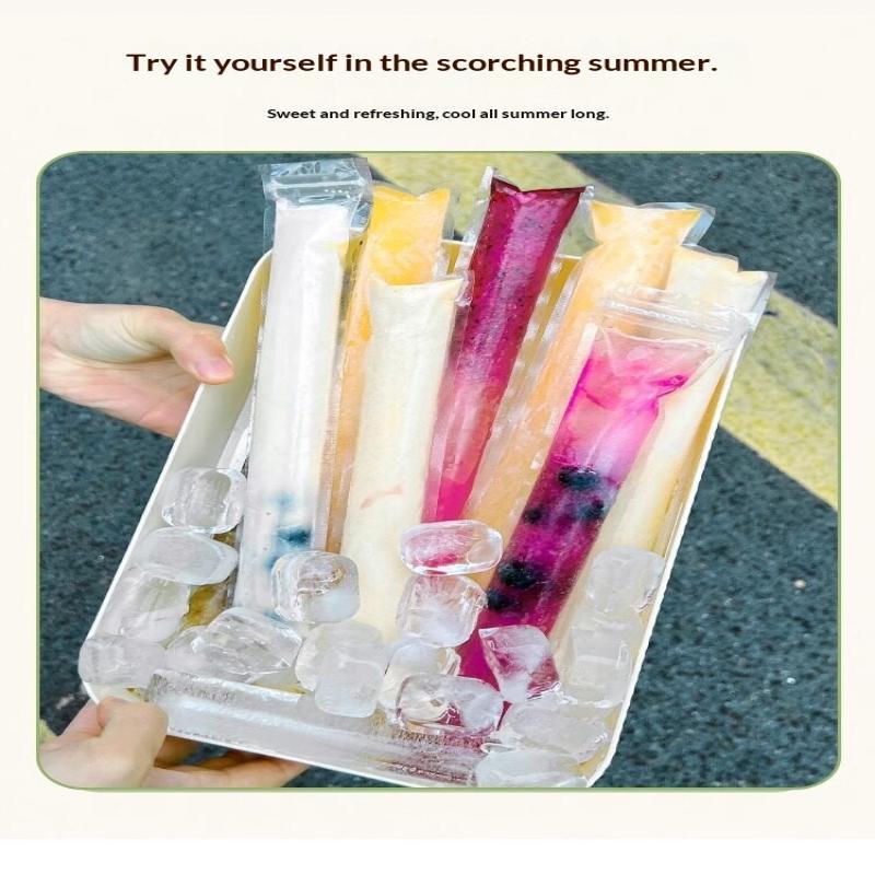 100/50Pcs Disposable Transparent Popsicle Bags Ice Cream Juice Yogurt Chocolate Ice Bags Diy Kitchen Accessories Cool Summer