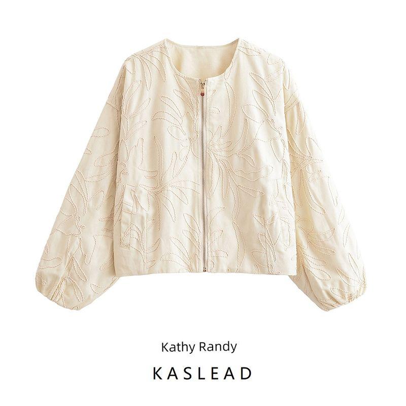 Kaslead New Women clothes Western Style Fashion Simple Thick Rope Embroidery Jacket 8372067