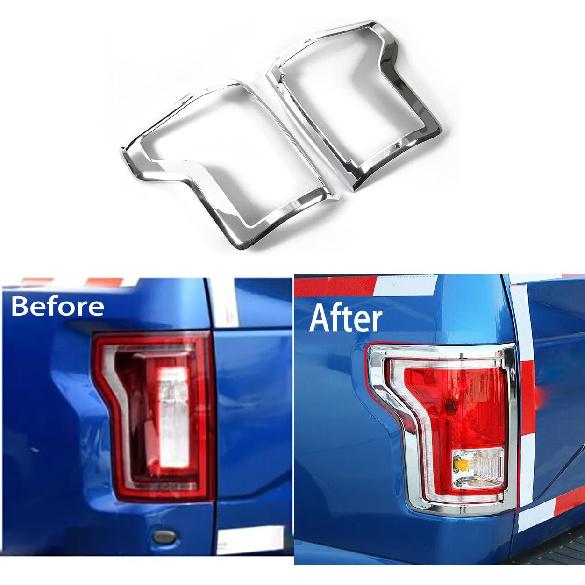 Car Accessories Exterior Tail Light Lamp Surround Cover Trims Frame Chrome Fit for Ford F150 2015 2016 2017 2018 2019 ABS 2 PCS