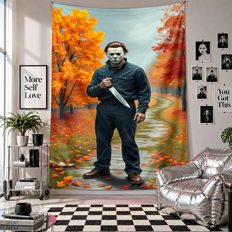 Wall TapestryHalloween Michael Myers Art Hanging Cloth Decorative Background Cover for Room Decoration