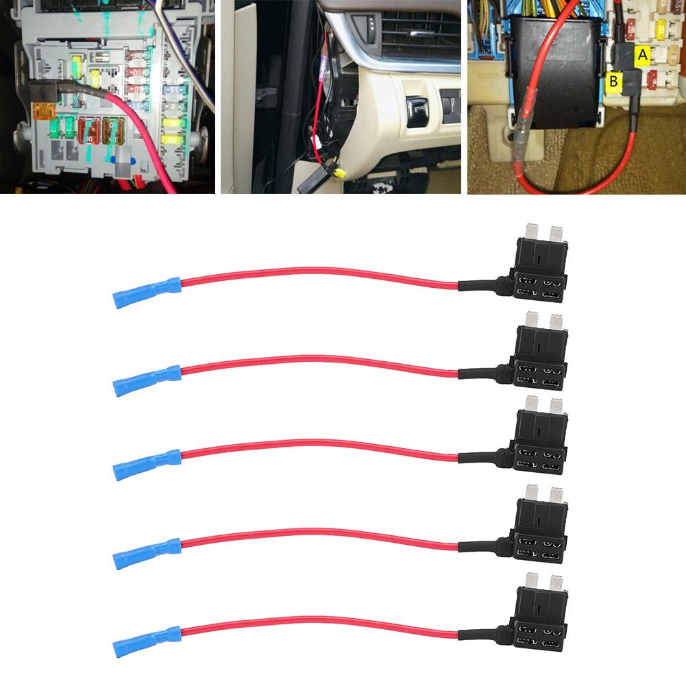 5Pcs Car Additional Circuit Medium Standard Blade Fuse Box Block Holder