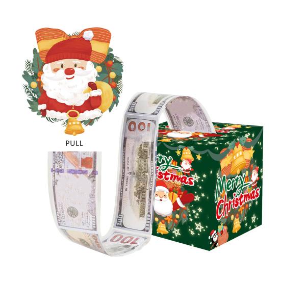 Christmas Money Box Pull-out Cash Gift Box DIY Holiday Money Gift Box with Transparent Bags Christmas Money Holder Pull Box for Kids Adults