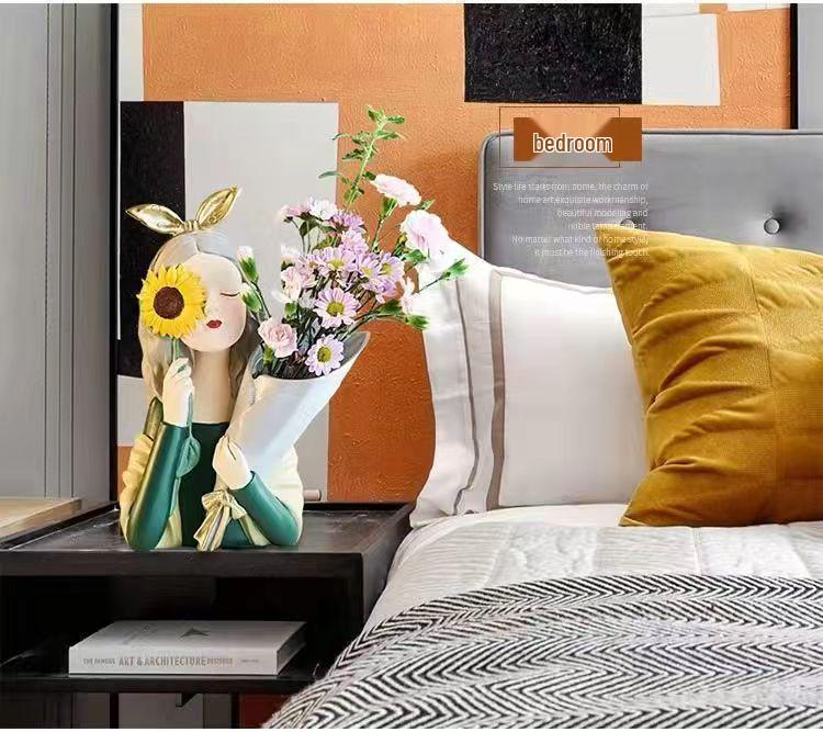 Nordic Girl Luxury Flower Arrangement Vase - Creative Home Decor for Living Room & Entrance Hall