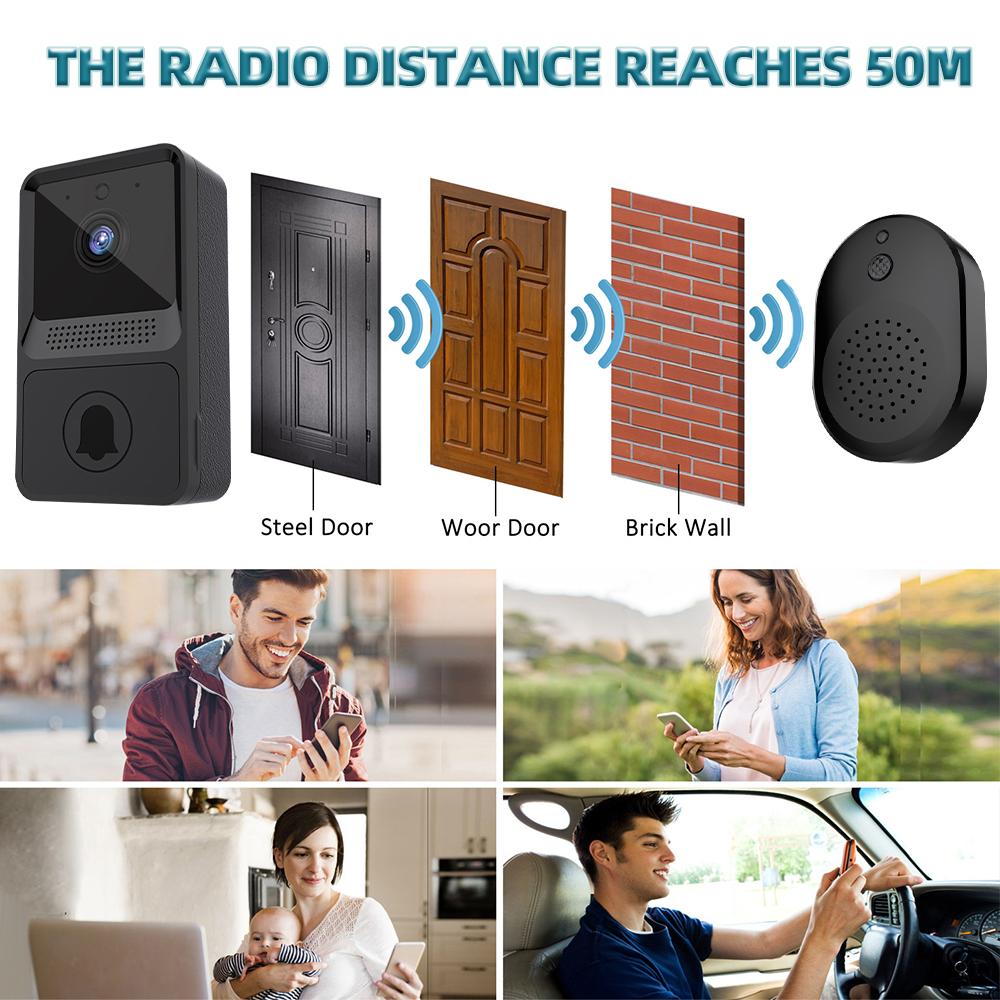 Wireless Doorbell IP65 Waterproof Smart Home Welcome Door Bell Range  Intelligent 2-way Audio Night Vision Battery Home Security