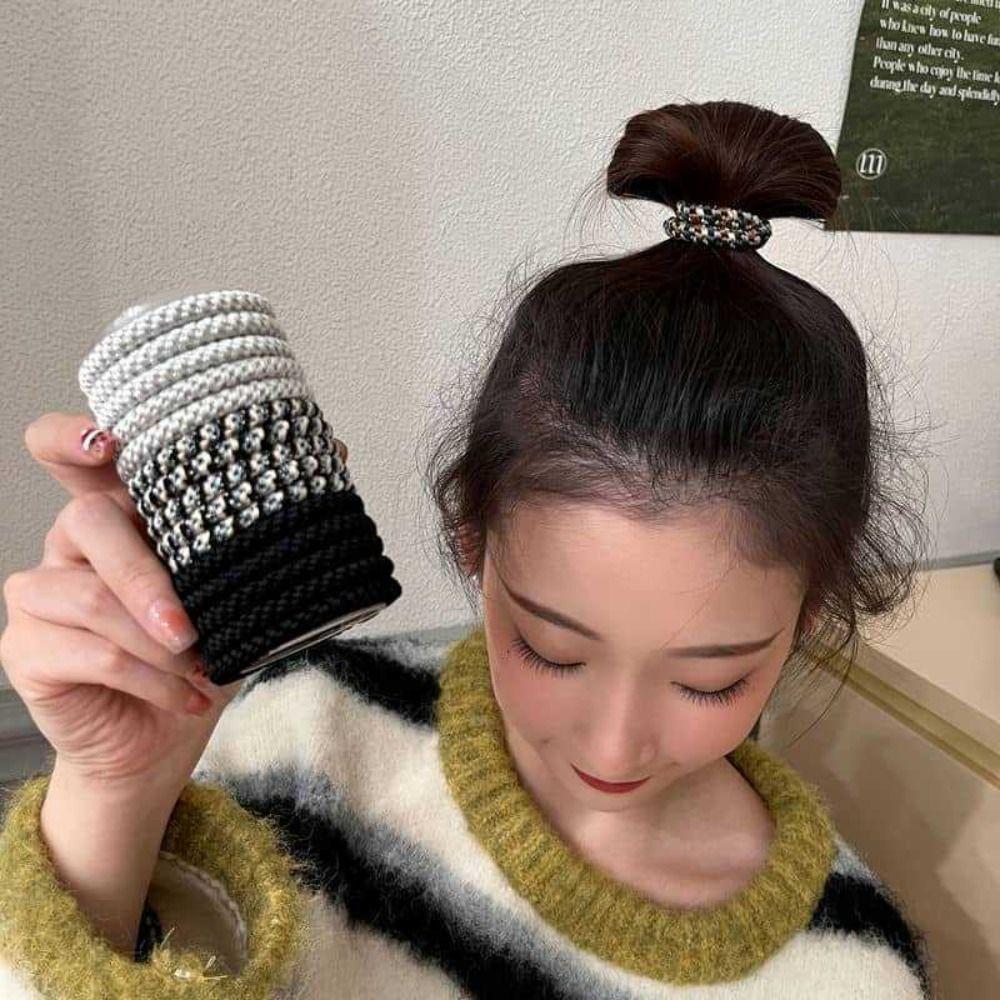 8pcs/Set Hair Tie Basic Hair Rope Set Ponytail Holder Colorful Hair Scrunchies  Spring Summer