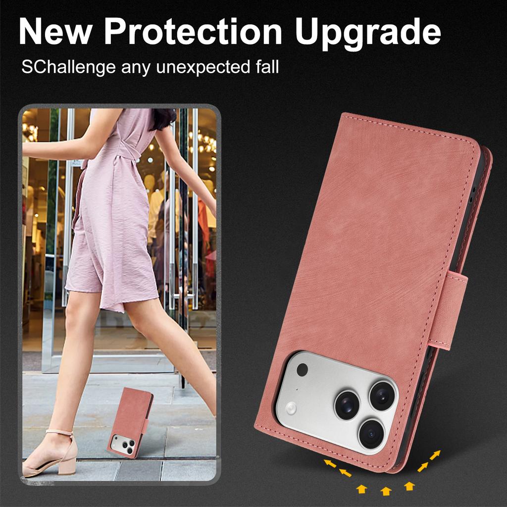 For iPhone 17 Pro Case Flower Butterfly Leather Wallet Phone Cover with Hand Strap