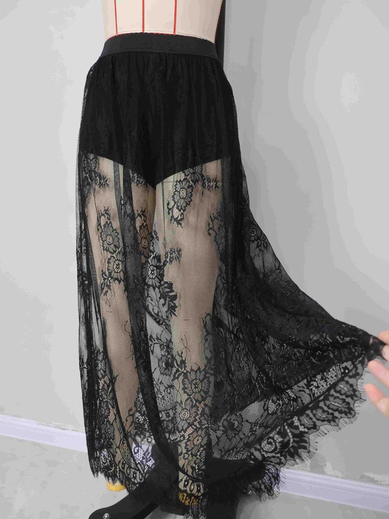 Women's Gothic Lace See-Through Long Skirt – European & American Summer Style