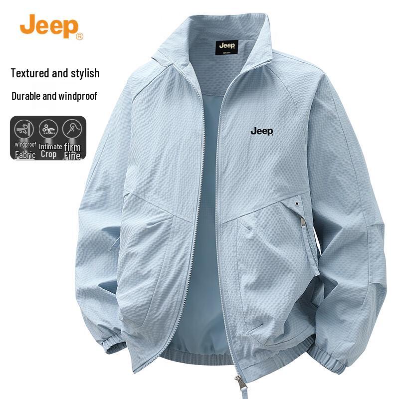 

JEEP Men s Solid Color Windproof Stand Collar Jacket S