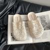 Knitted Hollow Big Head Muffin Thick Bottom Bag Head Drag Women's Summer New Wear Breathable Small Half Slippers