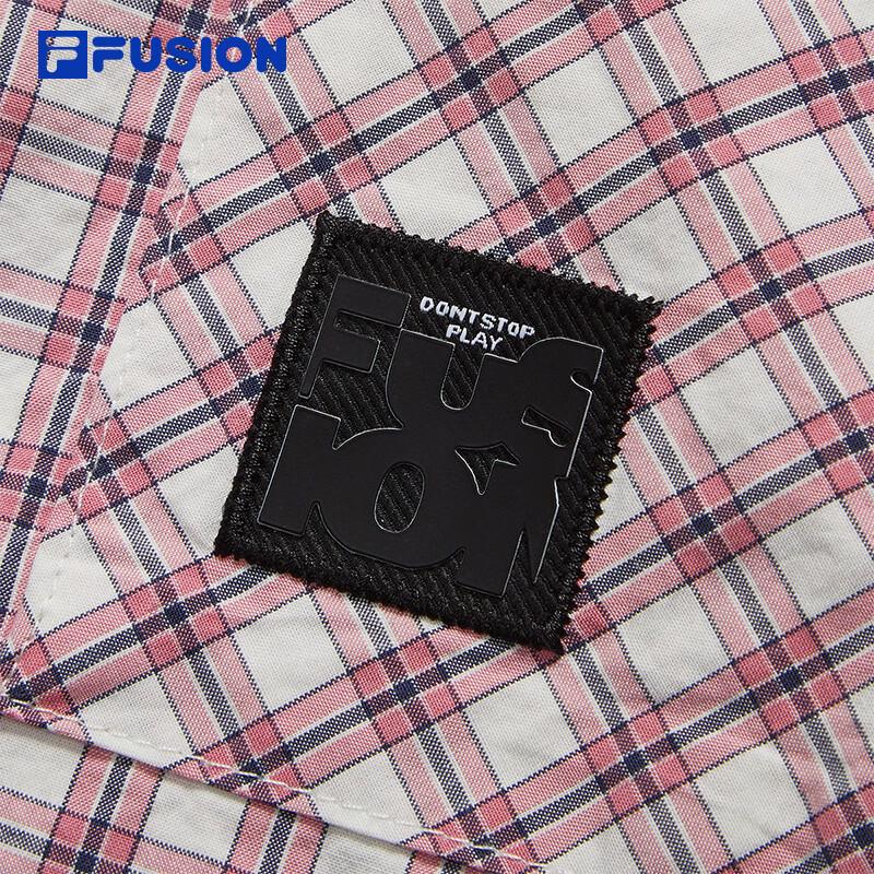 FILA FUSION Couple's Loose Fit Long-Sleeve Plaid Cotton Shirt