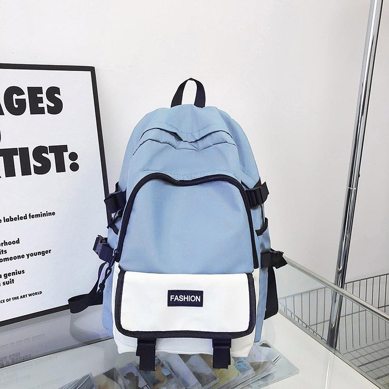 

Рюкзак контрастного цвета Новый нейлоновый рюкзак Модный простой рюкзак большой вместимости для студентов синий